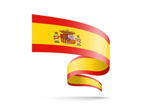 手を振っているリボンの形でスペインの旗 白の背景にベクトル画像 — ストックベクタ