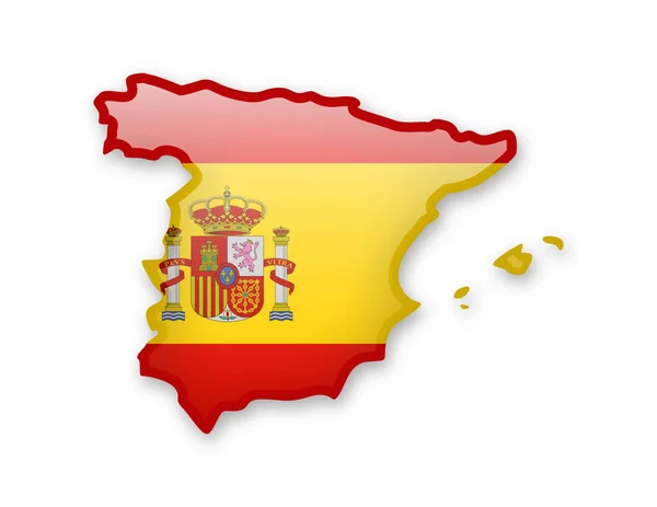 西班牙的旗子和国家的等高线在白色背景 — 图库矢量图片