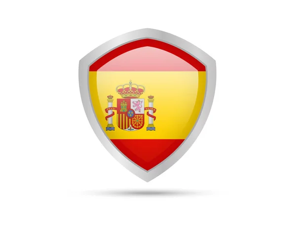 Escudo Con Bandera España Sobre Fondo Blanco Ilustración Vectorial — Vector de stock