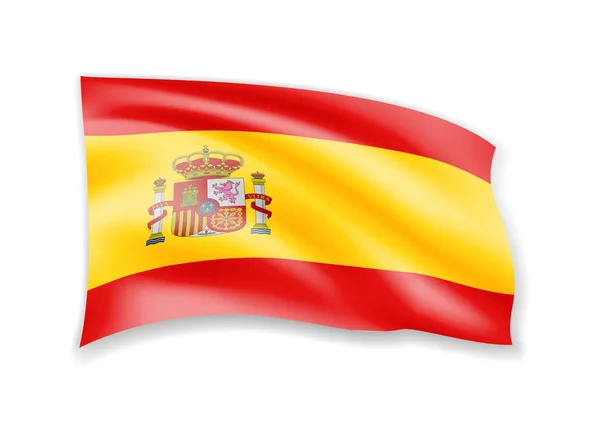 Ondeando Bandera España Sobre Blanco Bandera Viento Ilustración Vectorial — Vector de stock