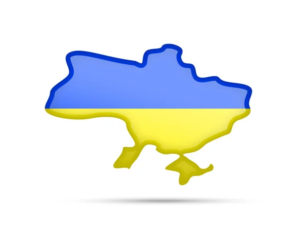 Vlajka Ukrajiny Obrys Země Bílém Pozadí — Stockový vektor