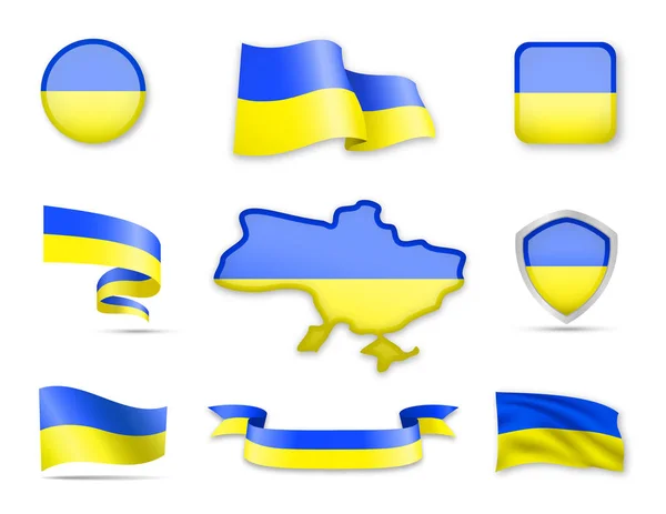 Ukrajina Příznaky Kolekce Vektorové Ilustrace Různé Formy — Stockový vektor