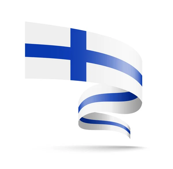 Finland Flagga Form Wave Band Vektorillustration Vit Bakgrund — Stock vektor