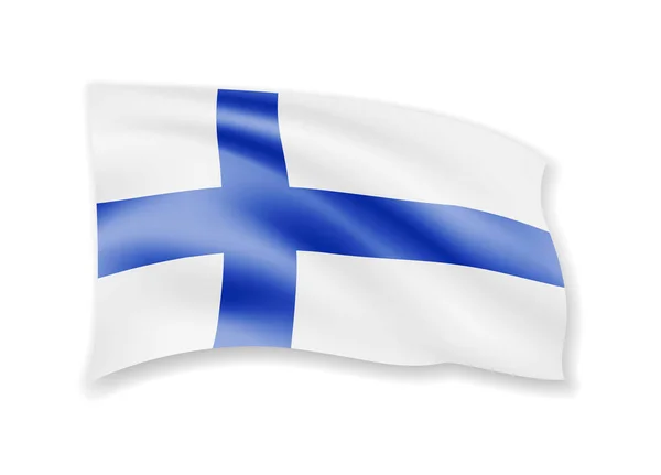 Wapperende Vlag Van Finland Wit Vlag Wind Vectorillustratie — Stockvector