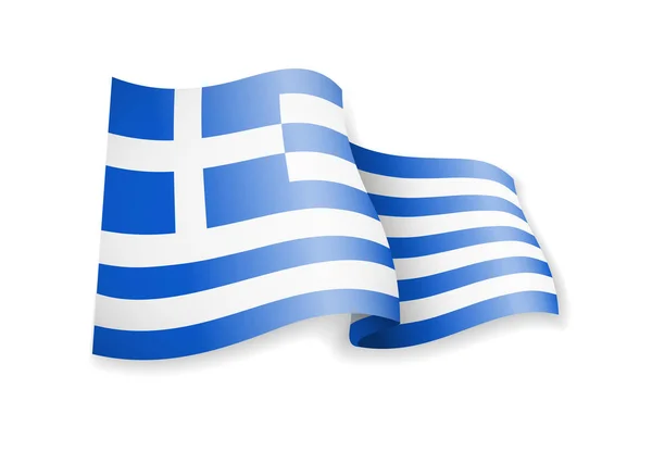 挥舞着希腊国旗在白色背景 向量例证 — 图库矢量图片