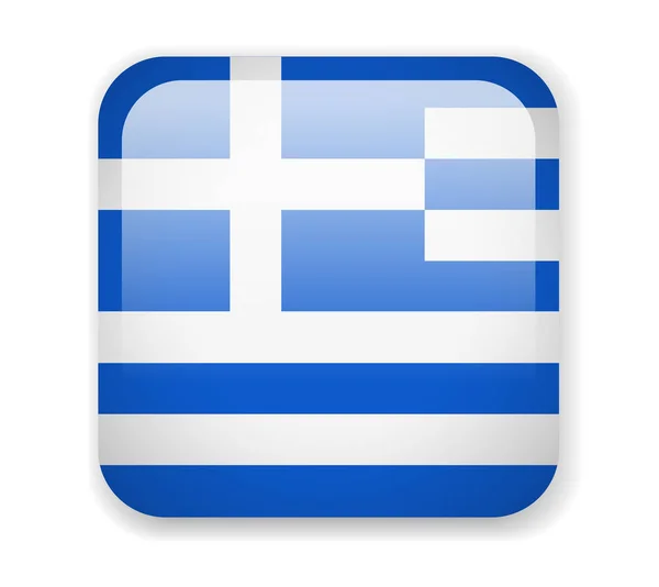 希腊国旗 方形明亮的图标 矢量插图 — 图库矢量图片
