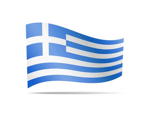 Розмахуючи Прапором Греції Білому Прапор Вітрі — стоковий вектор
