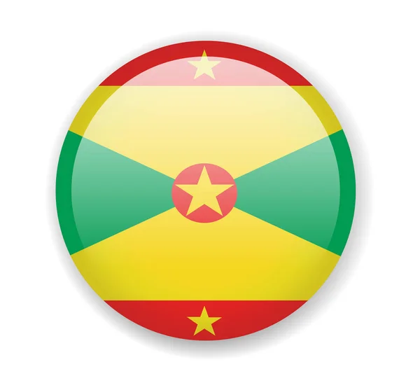 Vlag Van Grenada Ronde Heldere Pictogram Vectorillustratie — Stockvector