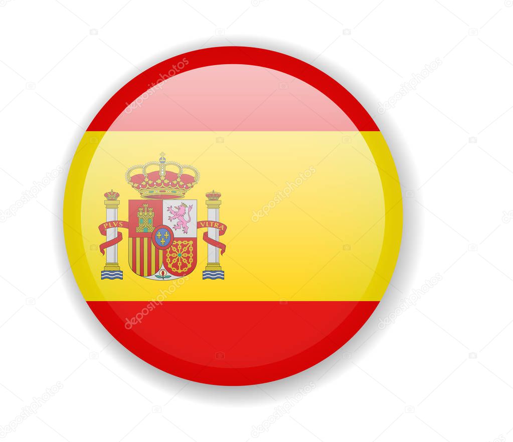 Spain flag. Round bright Icon. Vector Illustration