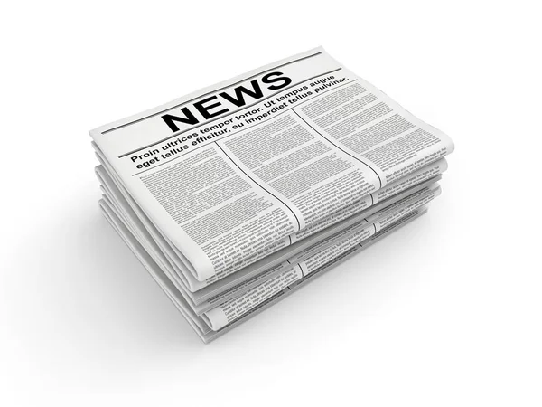 Stack Newspaper White Background Rendering — Stock Photo, Image
