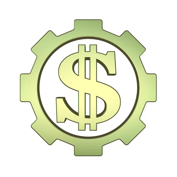 Koncept Ikonu Peníze Převodovkou Znak Dolaru Obchodní Nebo Ekonomické Alegorie — Stock fotografie