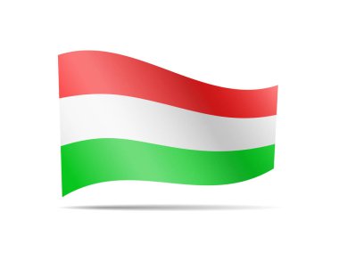 Macaristan bayrak beyaz sallayarak. Rüzgardaki bayrak.