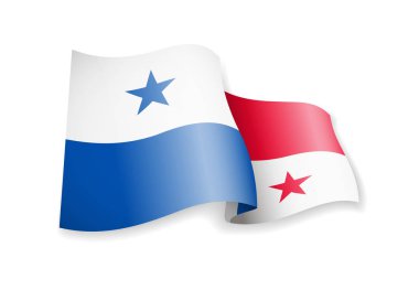 Panama bayrak beyaz arka plan üzerinde sallayarak. Vektör çizim