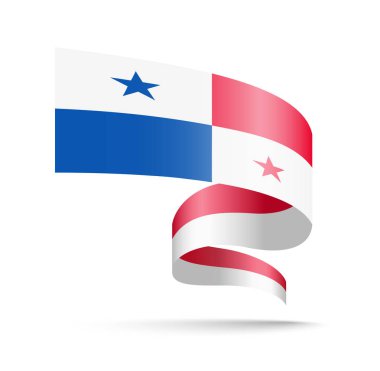 Panama bayrak dalga şerit şeklinde. Beyaz arka plan üzerinde vektör çizim.