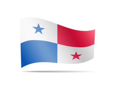 Panama bayrak beyaz sallayarak. Rüzgardaki bayrak.