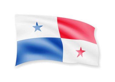 Panama bayrak beyaz sallayarak. Rüzgardaki bayrak. Vektör çizim