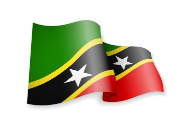 Saint Kitts ve Nevis bayrak beyaz arka plan üzerinde sallayarak. Vektör çizim