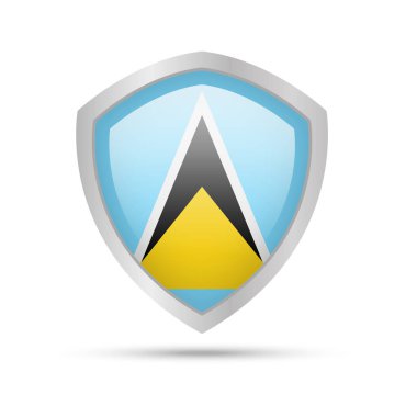 Saint Lucia bayrak beyaz arka plan üzerinde kalkan. Vektör çizim.