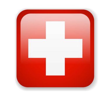 İsviçre bayrağı. Kare parlak simge. Vektör çizim