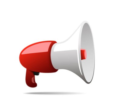 Beyaz bir arka plan üzerinde megafon.