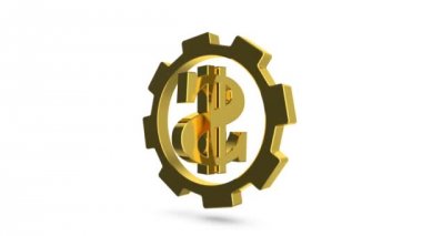 Altın dişli içinde dolar işareti olan döner. Daha fazla işlem için bir alfa kanalı olduğunu