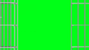 Açılış ve kapanış hapishane kafes yeşil bir arka plan üzerinde animasyon.