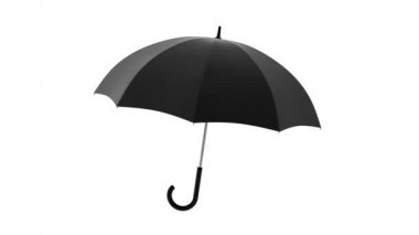 Beyaz bir arka plan üzerinde siyah şemsiye döner. Alfa kanalı ile animasyon