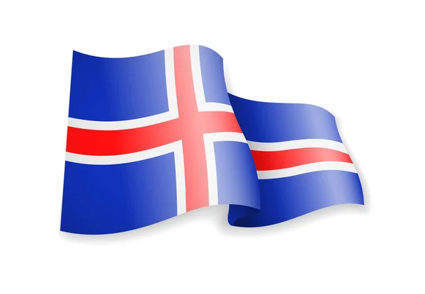 Macha Flagą Islandii Białym Tle Ilustracja Wektorowa — Wektor stockowy