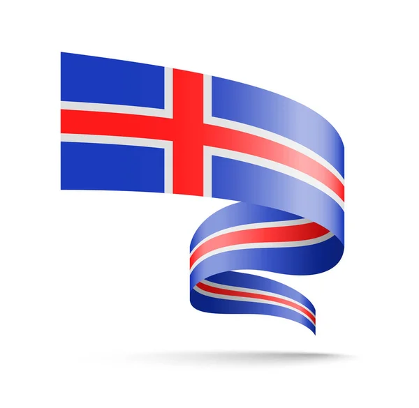 Bandera Islandia Forma Cinta Ondulatoria Ilustración Vectorial Sobre Fondo Blanco — Archivo Imágenes Vectoriales