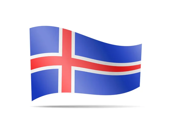 Ondeando Bandera Islandia Sobre Blanco Bandera Viento — Archivo Imágenes Vectoriales