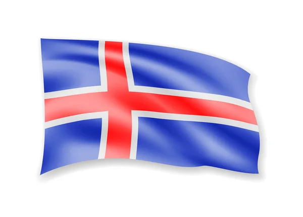 Ondeando Bandera Islandia Sobre Blanco Bandera Viento Ilustración Vectorial — Archivo Imágenes Vectoriales