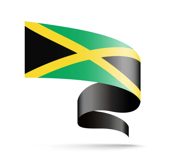 Jamaica Vlag Vorm Van Golf Lint Vectorillustratie Witte Achtergrond — Stockvector