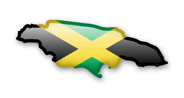 Vlag Van Jamaica Contouren Van Het Land Een Witte Achtergrond — Stockvector