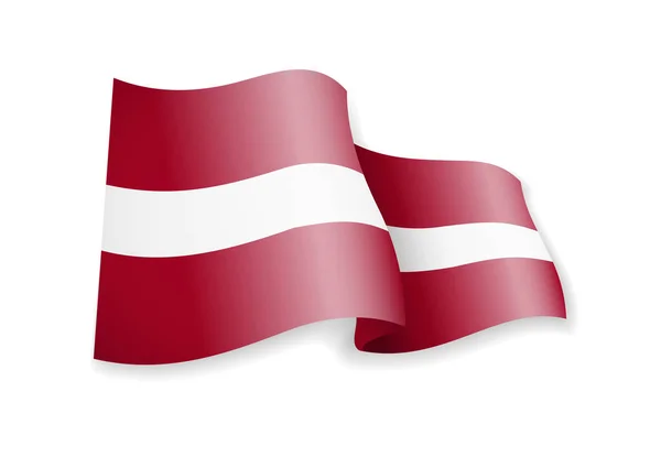 Beyaz Arka Plan Üzerinde Letonya Bayrağı Sallayarak Vektör Çizim — Stok Vektör