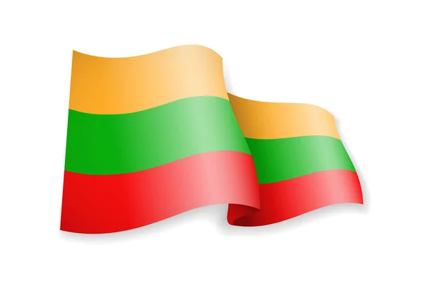 Waving Lithuania Flag White Background Vector Illustration — Stock Vector