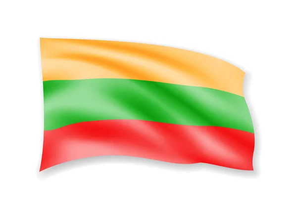 Litauische Flagge Auf Weißem Grund Schwenkend Flagge Wind Vektorillustration — Stockvektor