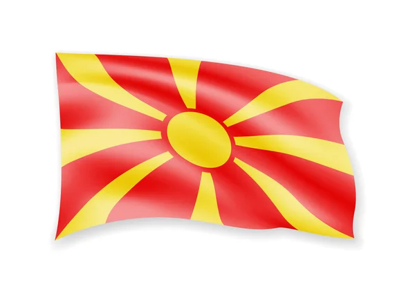 在白色挥舞马其顿国旗 风中飘扬着国旗 向量例证 — 图库矢量图片
