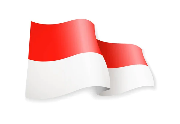 Integetett Zászló Monaco Fehér Háttér Vektoros Illusztráció — Stock Vector