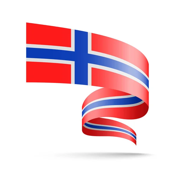 Bandera Noruega Forma Cinta Ondulatoria Ilustración Vectorial Sobre Fondo Blanco — Archivo Imágenes Vectoriales