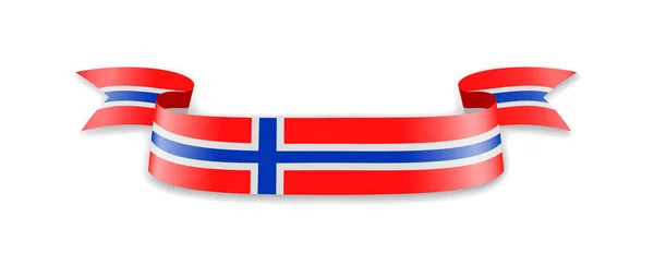 Bandera Noruega Forma Cinta Ondulatoria Ilustración Vectorial — Archivo Imágenes Vectoriales