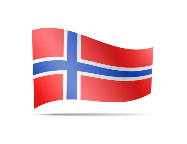 Acenando Bandeira Noruega Branco Bandeira Vento —  Vetores de Stock