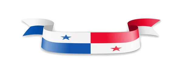 Bandiera Panama Sotto Forma Nastro Ondulato Illustrazione Vettoriale Sfondo Bianco — Vettoriale Stock