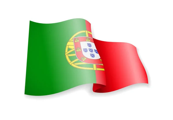 白い背景のポルトガルの国旗を振っています ベクトル図 — ストックベクタ