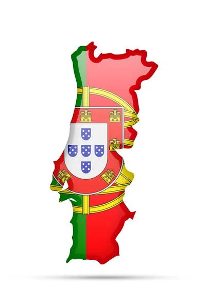 Флаг Португалии Контур Страны Белом Фоне — стоковый вектор