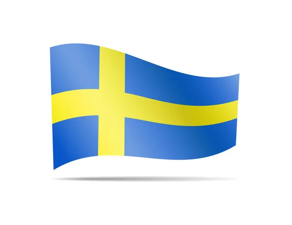 Viftar Sverige Flagga Vitt Flaggan Vinden — Stock vektor
