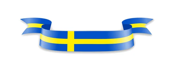 Svezia Bandiera Sotto Forma Nastro Ondulato Illustrazione Vettoriale — Vettoriale Stock