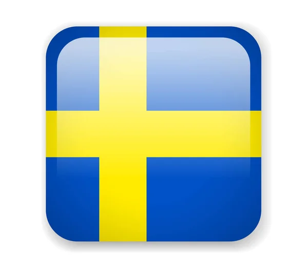 Bandeira Suécia Ícone Brilhante Quadrado Ilustração Vetorial — Vetor de Stock