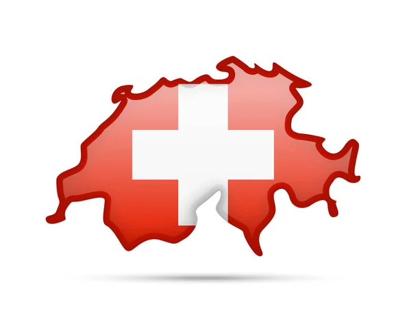 Switzerland Flag Outline Country White Background — Stock Vector