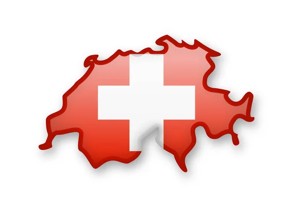 Switzerland Flag Outline Country White Background — Stock Vector