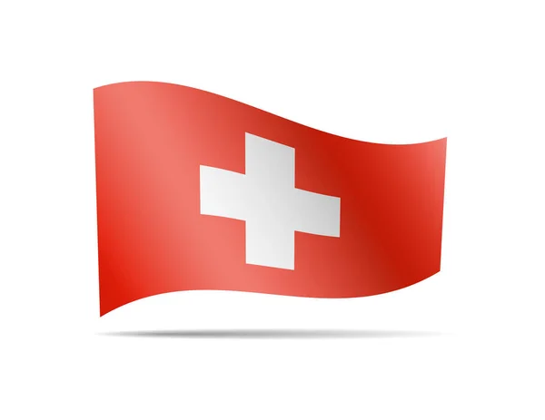 Waving Switzerland Flag White Flag Wind — Stock Vector